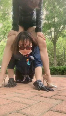 歌迪丝S小区遛狗好多路人紧张刺激